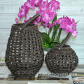 Round Weaving Plastic Rattan Led Lantern